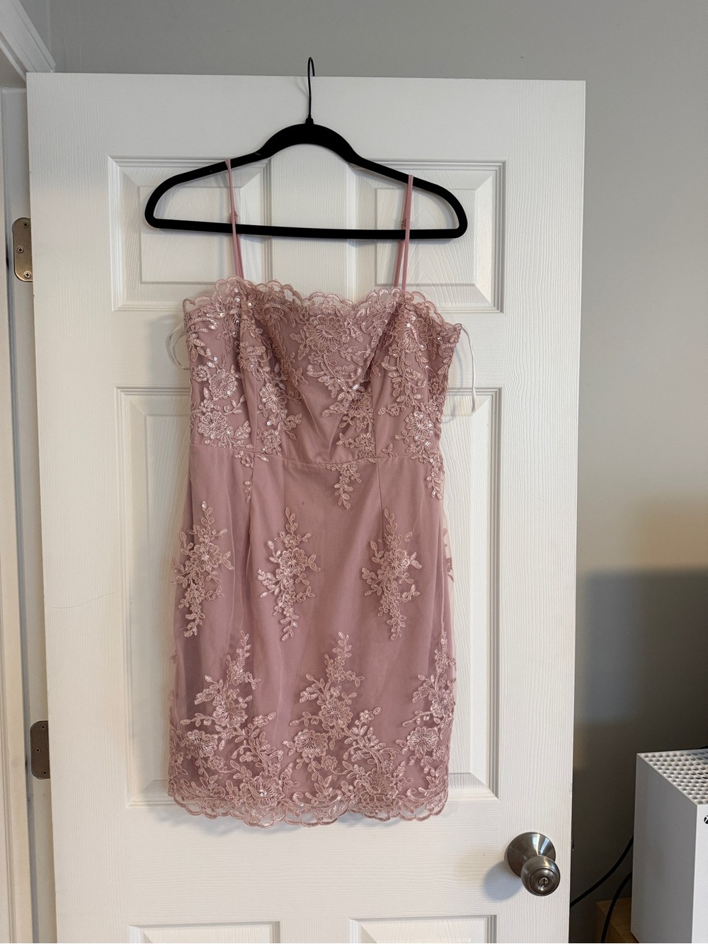 Lulu's Dusty Rose Lace Slip Dress with Spaghetti Straps
